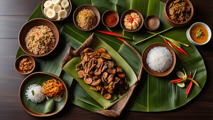 Premium Culinary HDR Photography Featuring Indonesian Traditional Food Arrangement