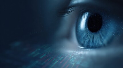 Data surveillance concept with a watchful digital eye over global financial markets, monitoring data and economic activity, futuristic style