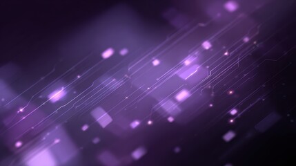 Futuristic abstract tech background in shades of purple, digital circuits and glowing elements, modern technology theme