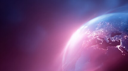 Digital abstract planet Earth, highlighting globalization and worldwide networks, vibrant and conceptual illustration