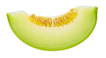 A slice of fresh green melon on a black background