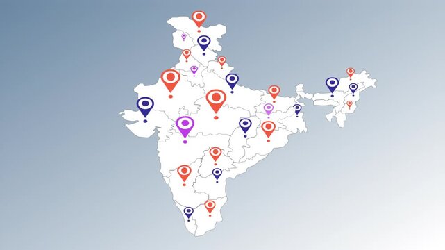 India Map with pin location