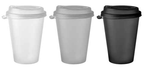 Disposable coffee cups mockup on transparent background