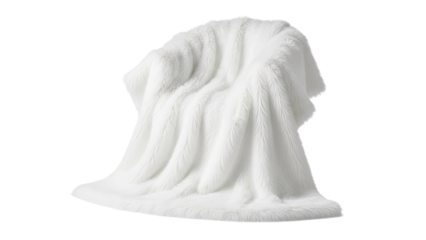 White fluffy blanket draped over an invisible object, soft fabric texture, cut out, stock png, isolated on transparent background