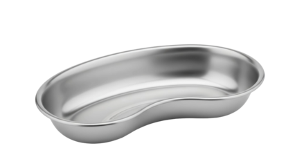 Clean stainless steel medical kidney dish or emesis basin, cut out, stock png, isolated on transparent background