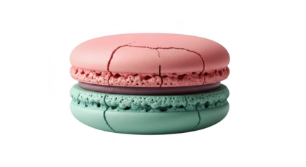 Pink and green macaron isolated on transparent background isolated on transparent background