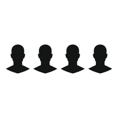 Four anonymous profile silhouettes arranged in a horizontal row simple design