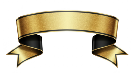 Golden ribbon banner isolated on transparent background isolated on transparent background