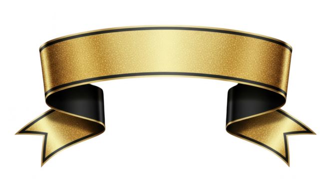 Golden ribbon banner isolated on transparent background isolated on transparent background - Powered by Adobe