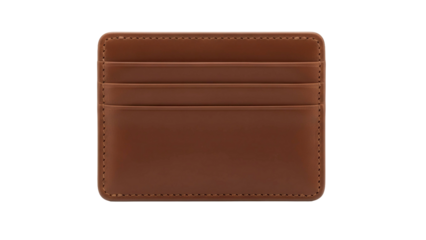 Brown leather card holder for credit cards and IDs, cut out, stock png, isolated on transparent background