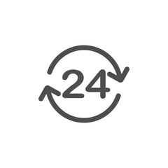 24 hours icon. 24 hours sign. Time clock icon vector illustration. Flat design.