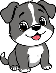 Fototapeta premium Cute cartoon dog sitting with tongue out and smiling