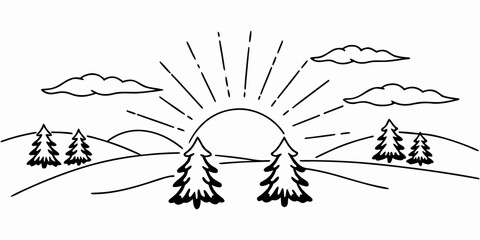 Fototapeta premium Snowy Forest Sunrise Serenity