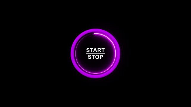 Start Stop push button, Start and stop modern car button with blue shine, Just push the button. Motion graphics of car button icon
