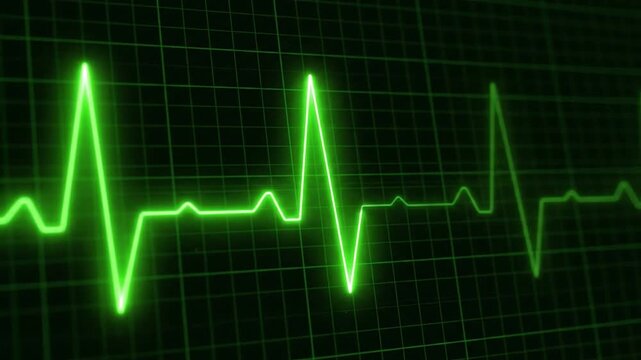 Continuous vital sign monitoring with a glowing green pulse display on a digital medical interface