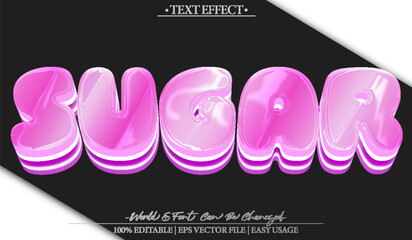 Sugar Sweet Candy Dessert Treat Fun Flavor Text Effect Editable Alphabet