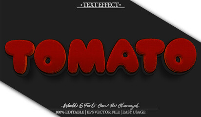 Tomato Red Fresh Vegetable Organic Juicy Tasty Text Effect Editable Alphabet