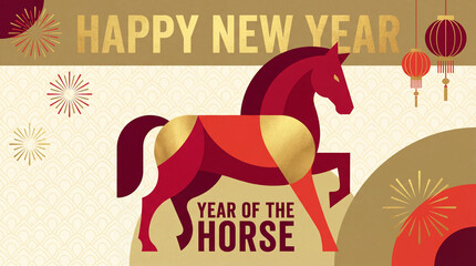 Year of the horse festive illustration