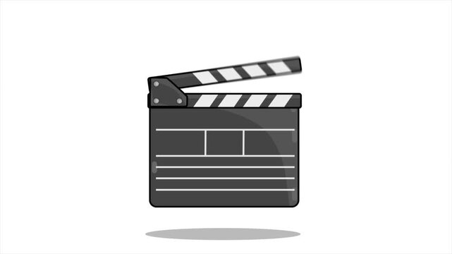 Animated Movie Clapperboard Film Slate Jumping and Clapping on White Background