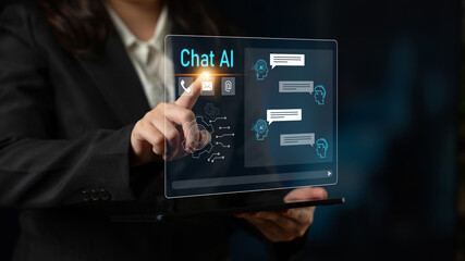 AI chatbot interface facilitates communication, chatbot, and AI interaction for automated user support and information exchange Latch