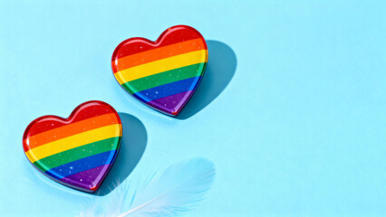 Rainbow heart symbols representing pride love diversity equality and LGBTQ community support