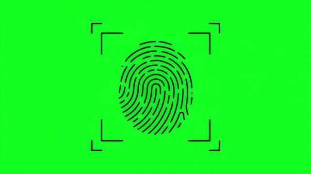 Fingerprint scan on green screen with camera viewfinder 4k video