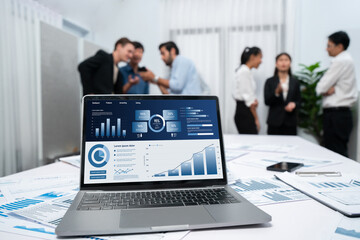 Business data dashboard provide business intelligence analytic for marketing strategy planning brisk with big data set to analyze customer demands and foreseeing business future