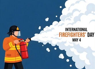 A firefighter spraying an extinguisher to celebrate international firefighters' day