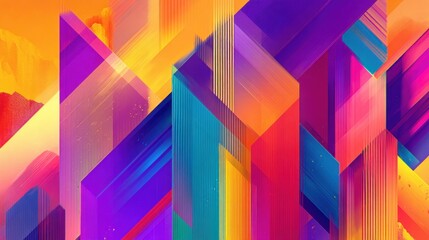 Vibrant overlapping geometric shapes create an energetic digital abstract background