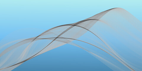 Light blue vector illustration featuring a flowing feather design with curved lines and a swirl pattern against a motion backdrop for web banner backgrounds