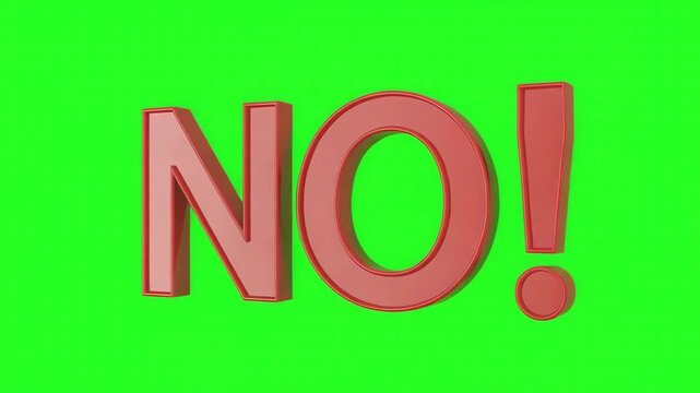 Bold red NO sign on bright green screen background for emphatic communication. Bold Red NO Text on Green Background Emphatic Message of Refusal or Denial in Graphic Style 4k video