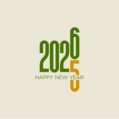 Naklejka premium Minimalist graphic typography showing the year twenty twenty six with green and gold numbers on a soft neutral background for a holiday greeting.