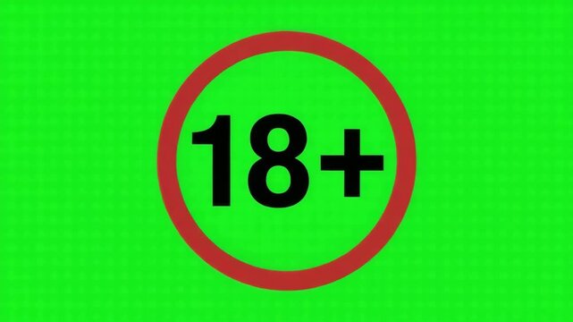 18 plus age restriction warning sign Age Restriction Warning for Mature Content on green screen background 4k video