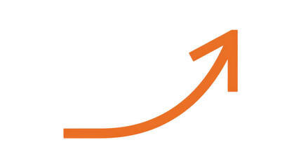 Orange rising arrow icon showing business growth, market success, financial progress, increasing trend, upward direction, and positive development with a transparent background