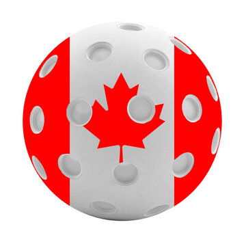 White Pickleball with Canada Flag.  