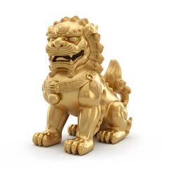 Golden Guardian: A regal golden lion statue stands poised, its fierce gaze a symbol of protection, strength, and prosperity.  Its exquisite detail and lustrous finish command attention.