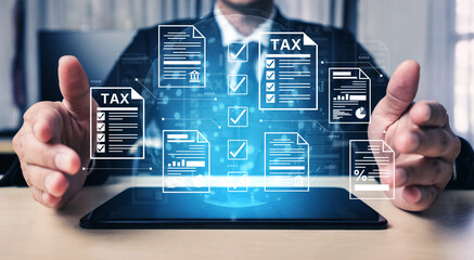 A concept of the tax compliance process. This shows the auditing and verification of various financial documents and forms to ensure regulatory adherence for business accounting. Fermion