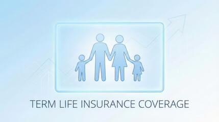 Family focus on term life insurance coverage home setting graphic design bright environment eye-level viewpoint