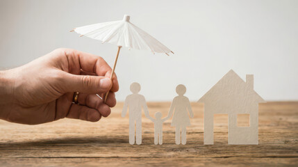 Protecting your family with term life insurance home setting paper cutouts minimalist design close-up view