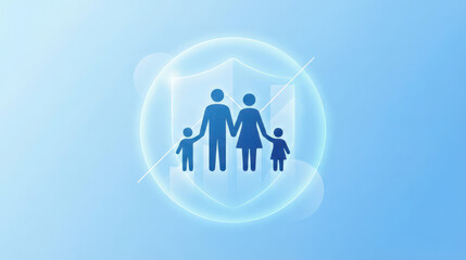 Protecting your family's future with term life insurance family unity digital graphic blue background conceptual view