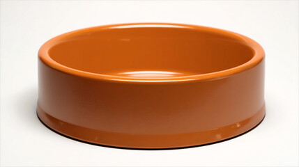 Empty orange pet bowl isolated on white background