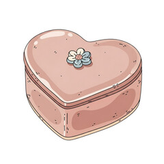 Pink Heart Shaped Box Illustration: Jewelry, Keepsake, Gift, Romance, Valentine's Day, Cute, Decorative, Hand-Drawn, Graphic, Love, Isolated, Pastel