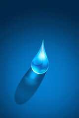 Flat Vector Of A Water Droplet With Reflection Highlight Blue Gradient