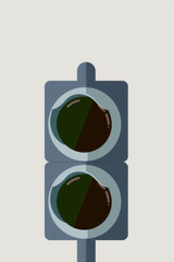 Obraz premium Flat Vector Traffic Light With Three Circles Minimal Design Solid Colors