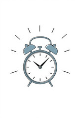 Minimal Flat Drawing Of An Alarm Clock Ringing Motion Lines For Effect