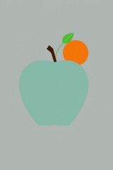 Minimal Geometric Illustration Of An Apple And Orange Flat D