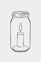 Minimal Line Art Of A Candle In A Glass Jar Clean Outline