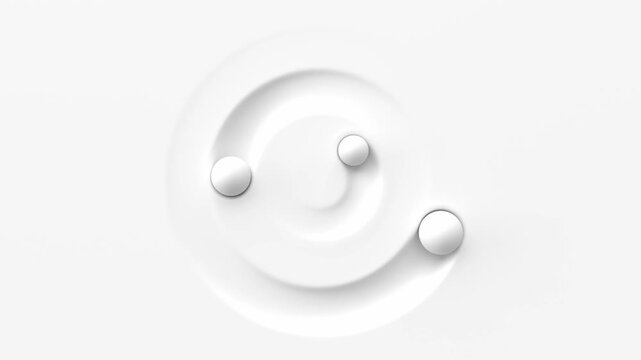 Minimalist White Liquid spheres zen abstract seamless loop 3D animation for luxury skincare branding, medical technology backgrounds, and elegant corporate aesthetic visualizations