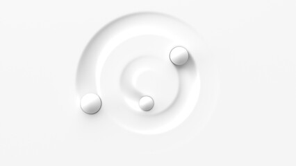 Minimalist White Liquid spheres zen abstract 3D illustration for luxury skincare branding, medical technology backgrounds, and elegant corporate aesthetic visualizations