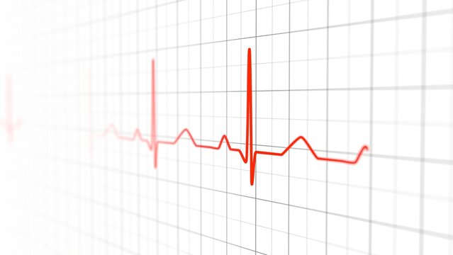 Digital ECG Heartbeat Waveform 3D representation for cardiology vital signs monitoring, medical diagnosis technology, and hospital patient care visuals